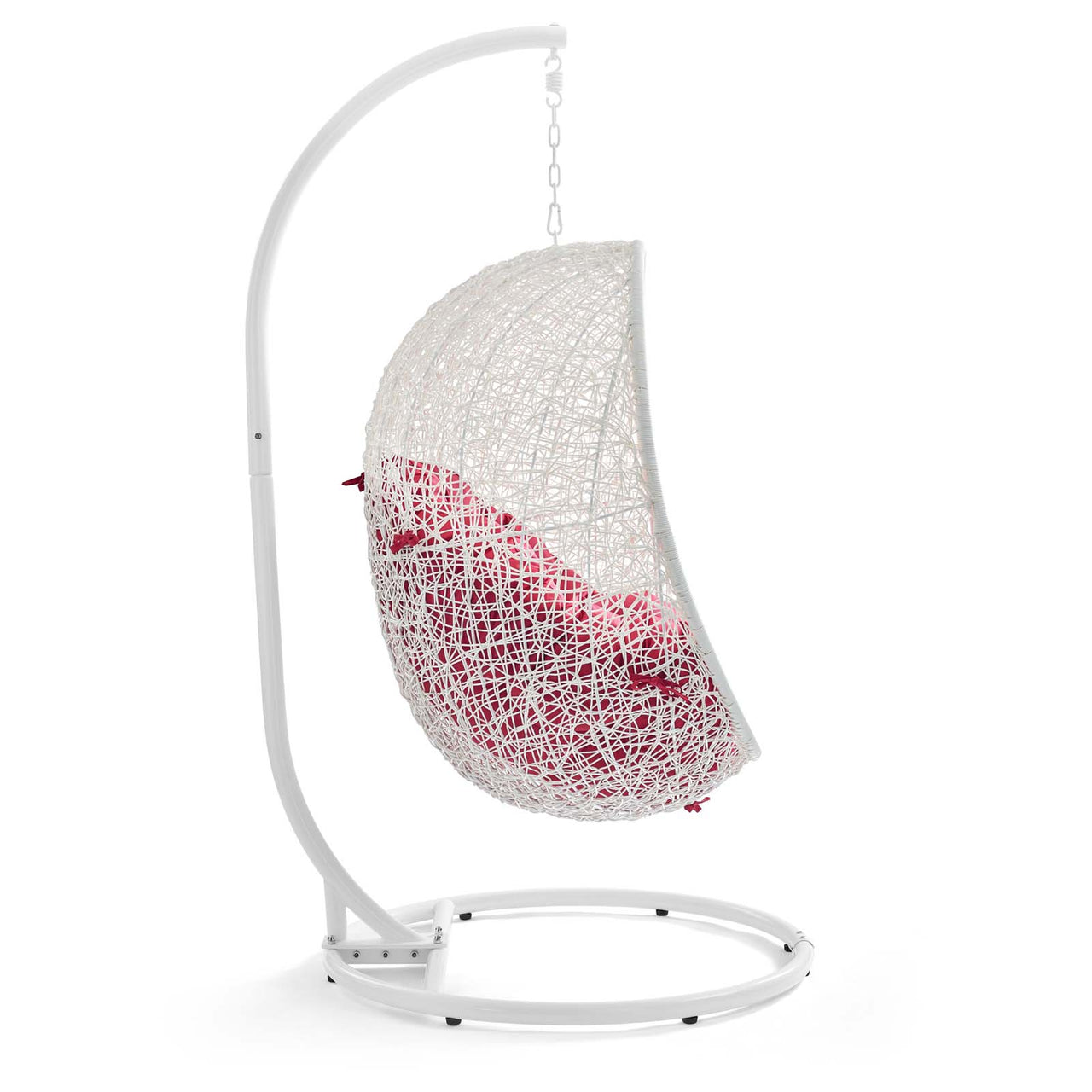 Shell Alfresco Swing Chair w/ Stand, White & Red