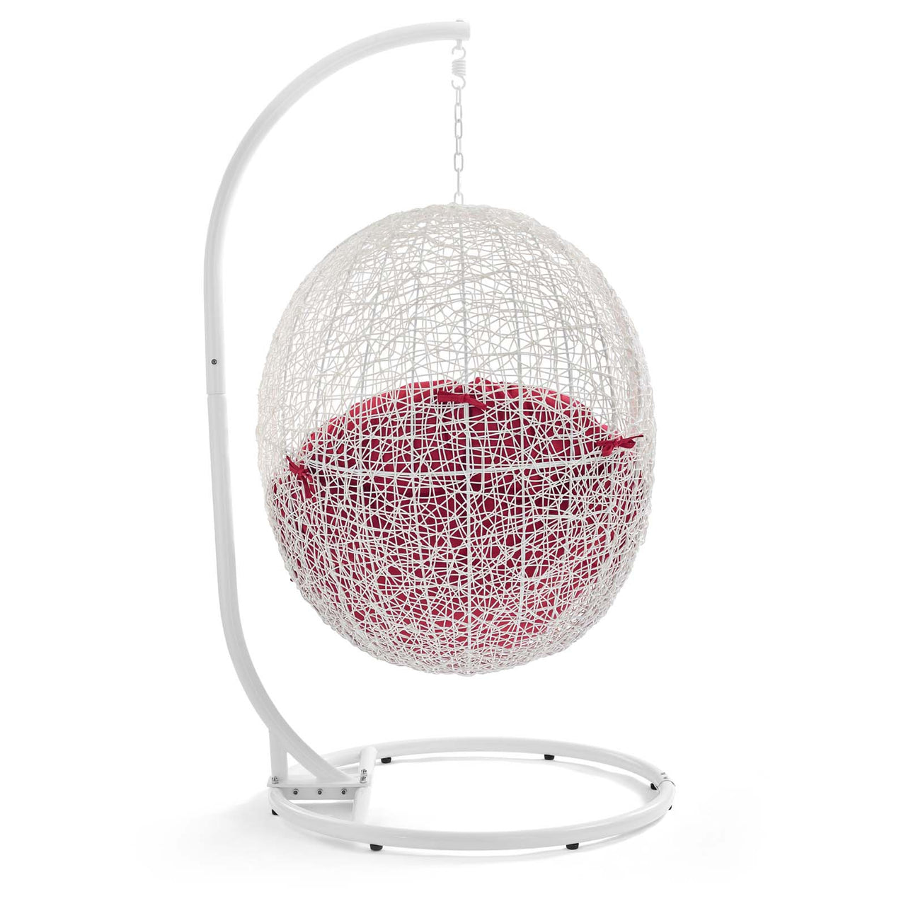 Shell Alfresco Swing Chair w/ Stand, White & Red