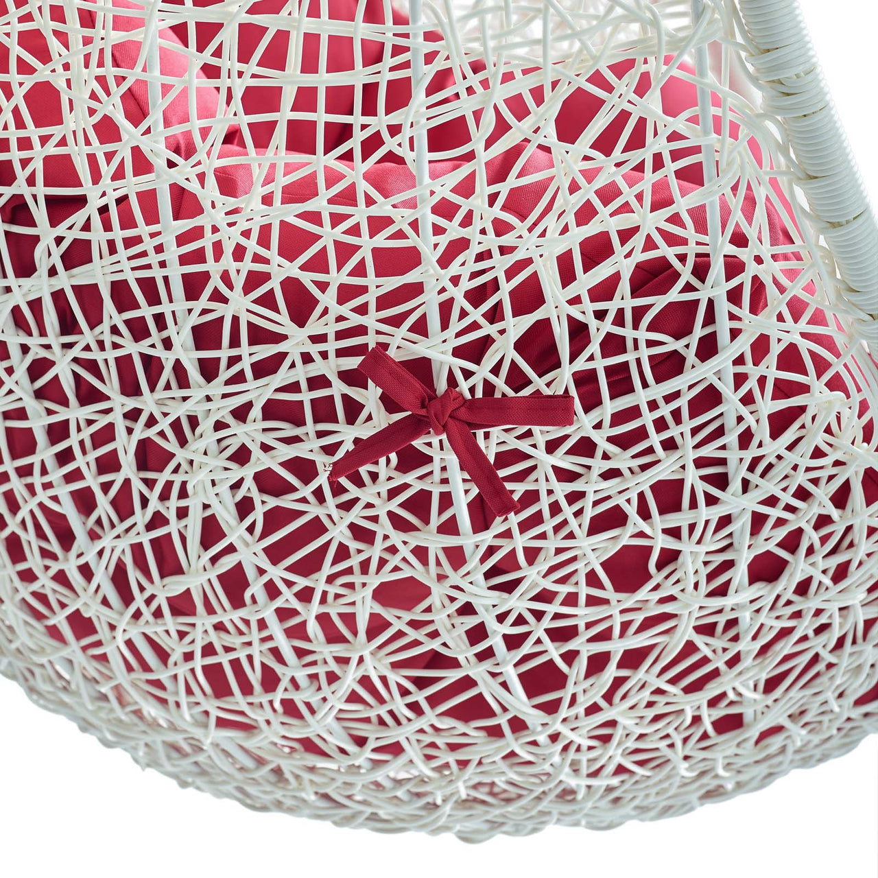 Shell Alfresco Swing Chair w/ Stand, White & Red