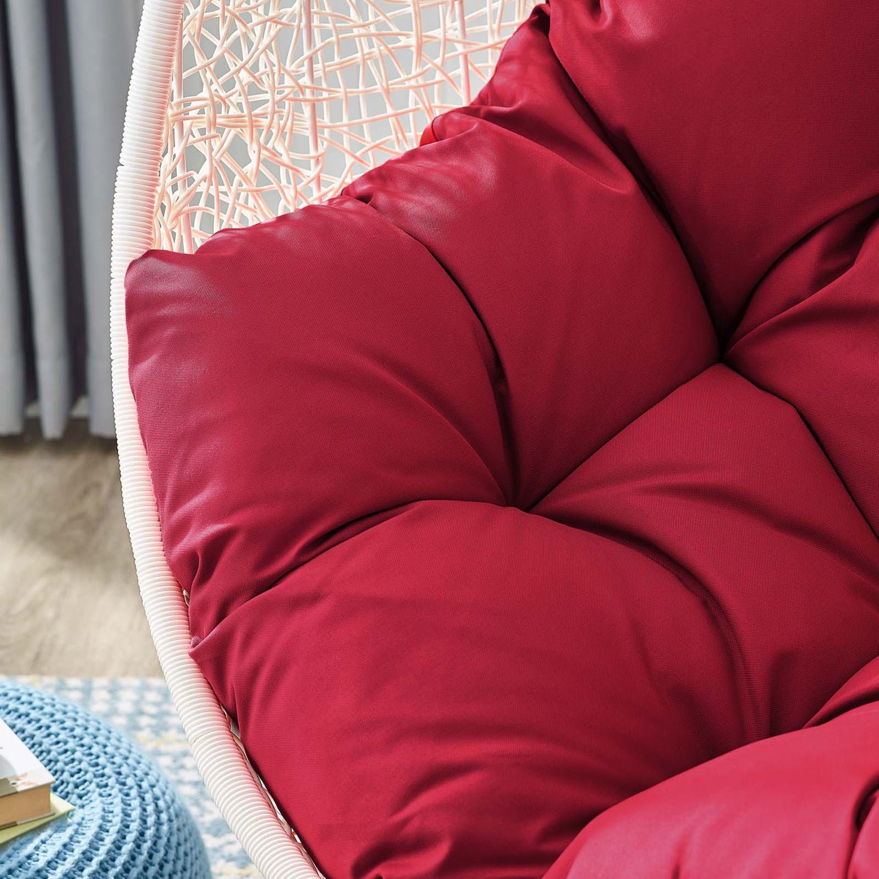 Shell Alfresco Swing Chair w/ Stand, White & Red