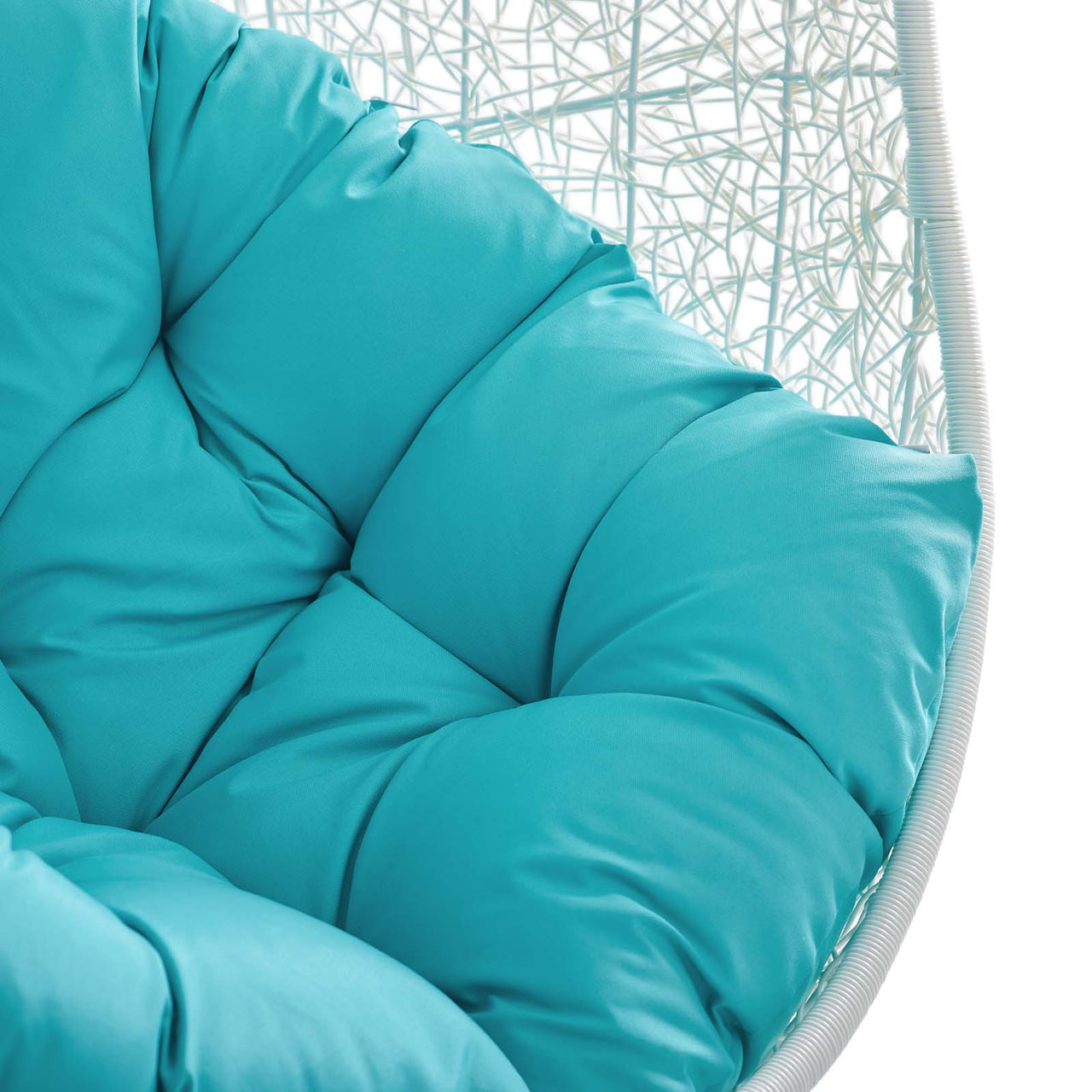 Shell Alfresco Swing Chair w/ Stand, White & Turquoise