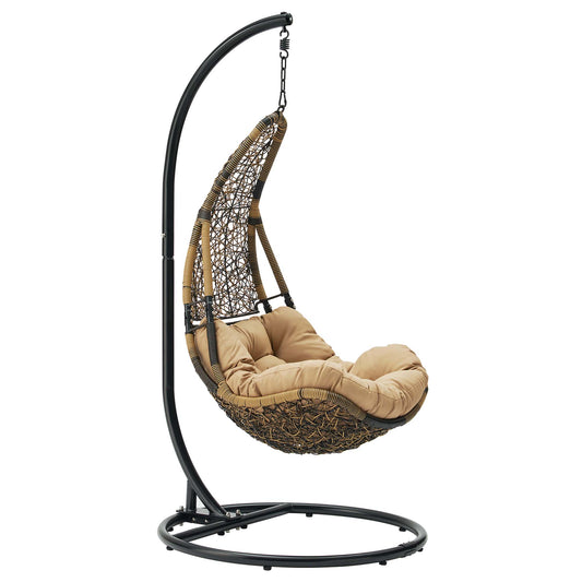 Abate Wicker Rattan Outdoor Patio Swing Chair, Black & Mocha