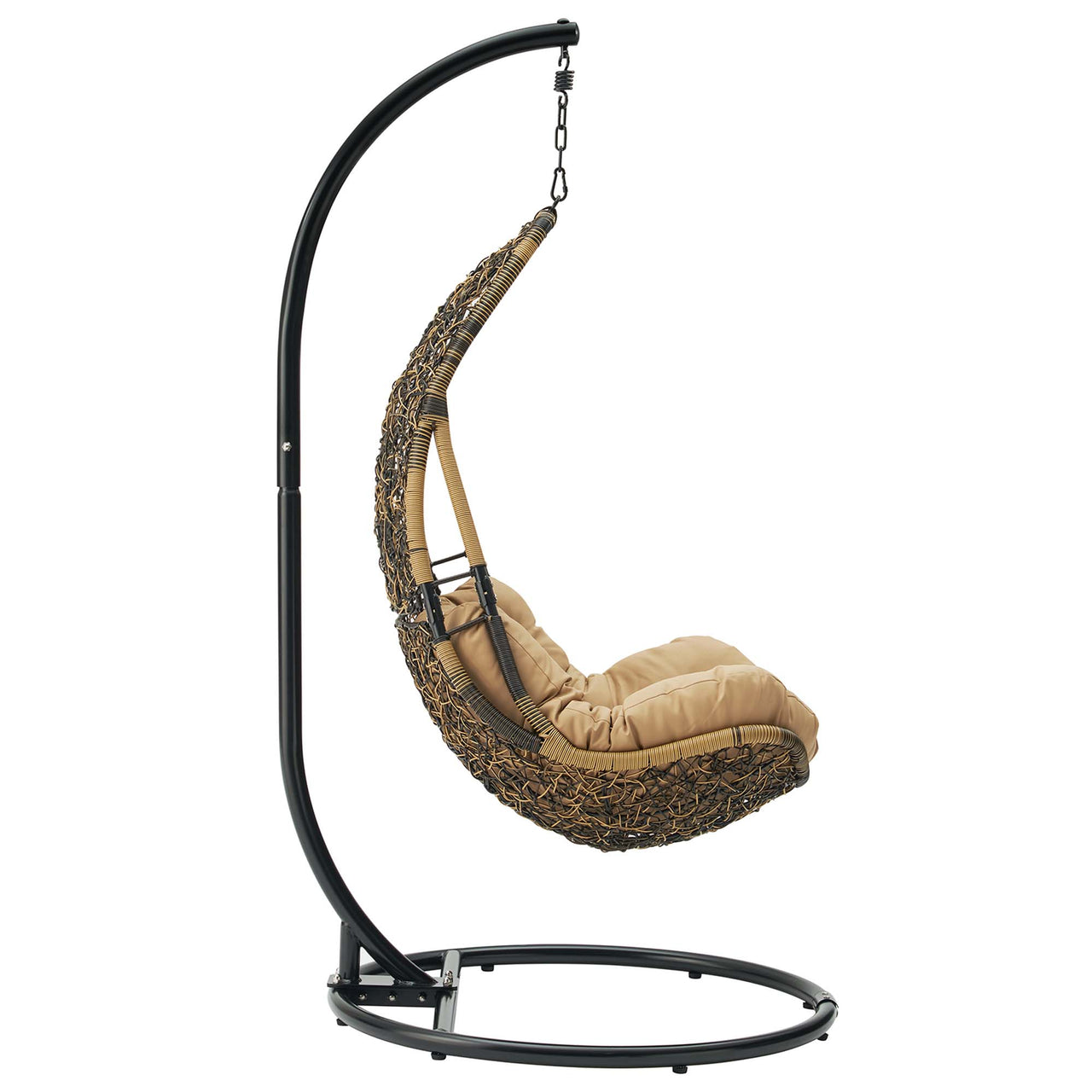Abate Wicker Rattan Outdoor Patio Swing Chair, Black & Mocha