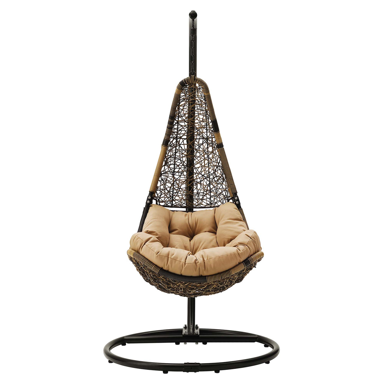 Abate Wicker Rattan Outdoor Patio Swing Chair, Black & Mocha