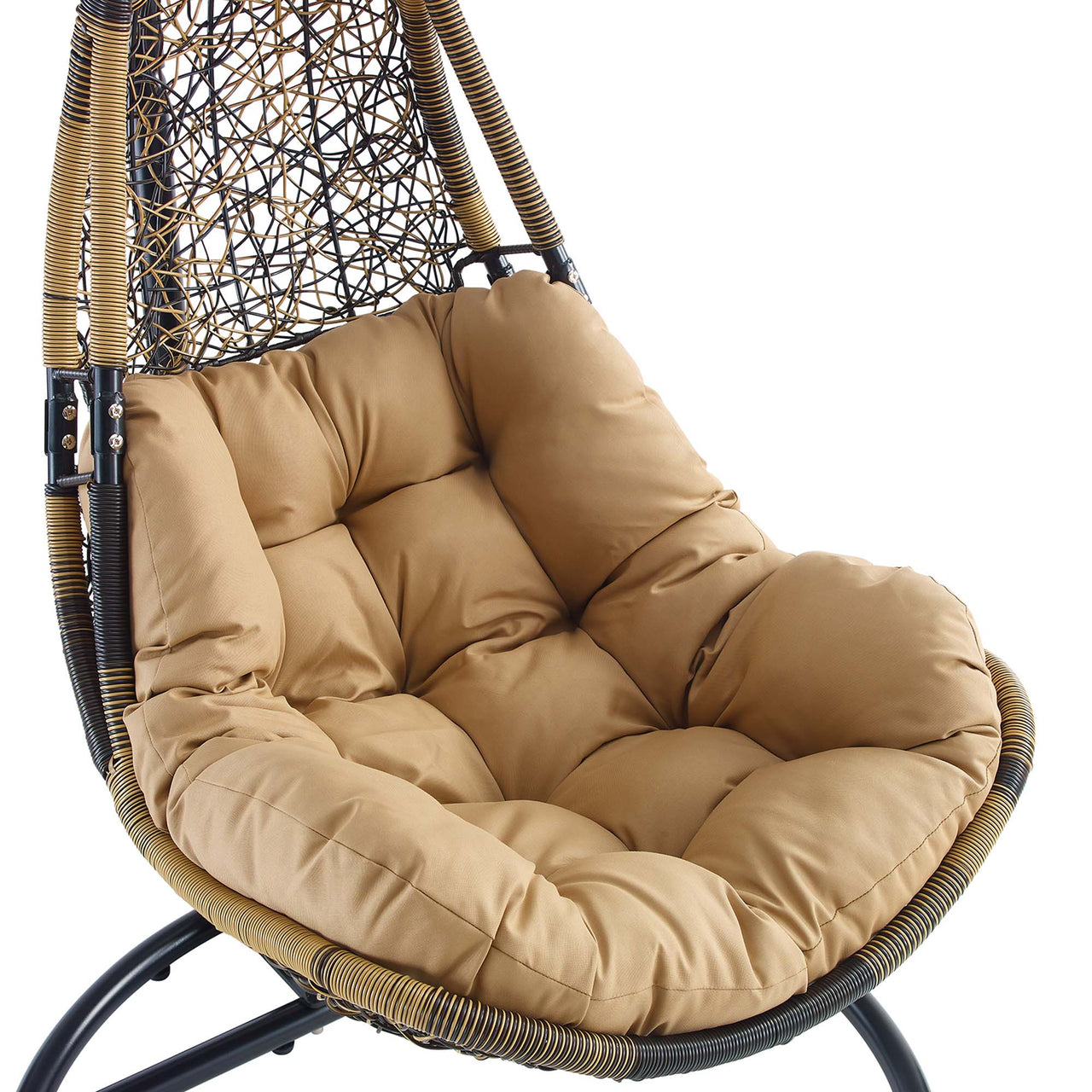 Abate Wicker Rattan Outdoor Patio Swing Chair, Black & Mocha