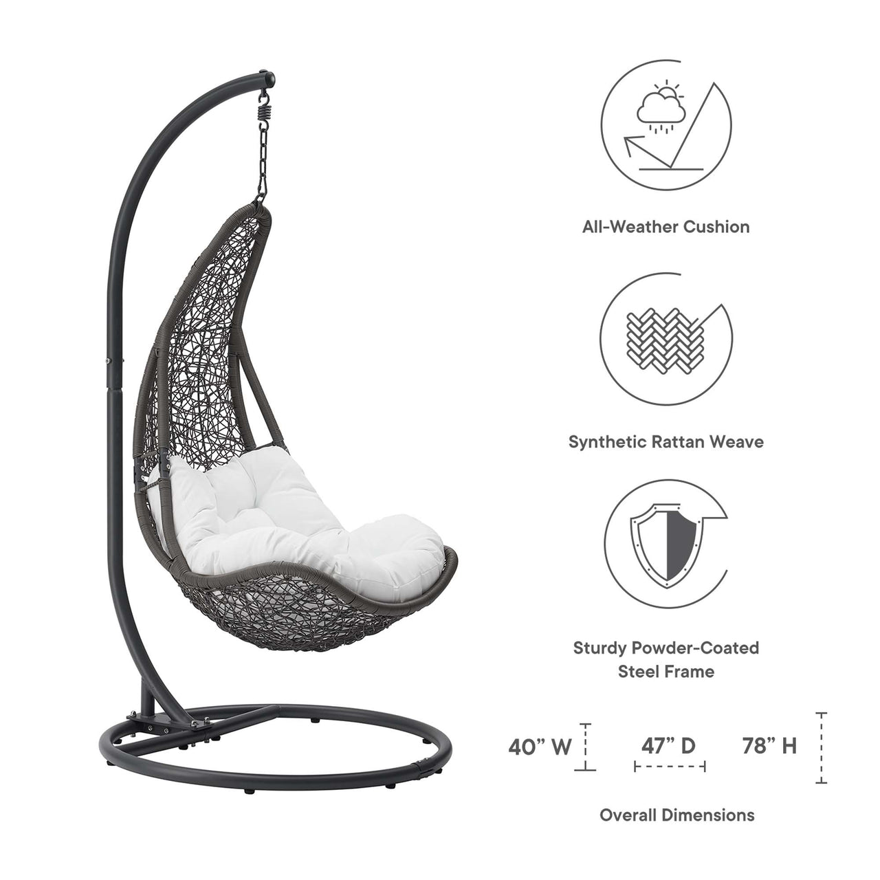 Avielle Swing Chair, Gray & White