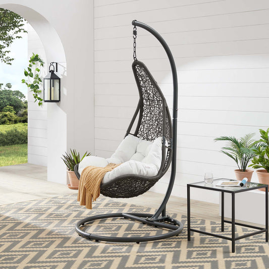 Abate Wicker Rattan Outdoor Patio Swing Chair, Gray & White