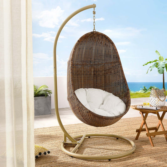 Alquessa Swing Chair w/ Stand, Coffee & White