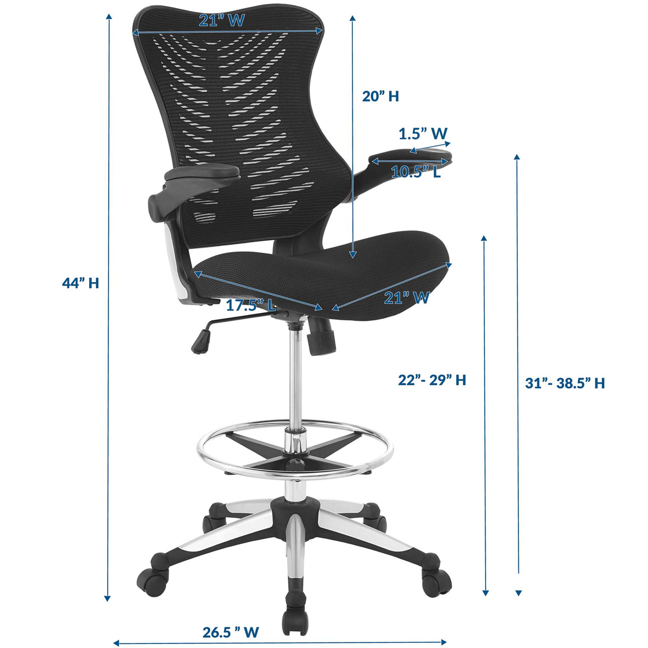 Lysari Drafting Chair, Black