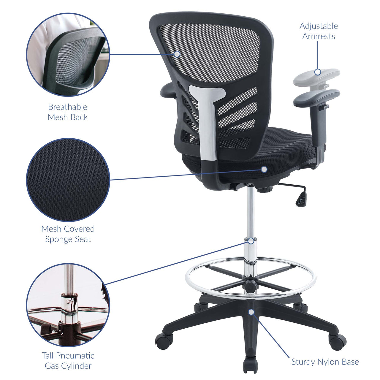 Articulate Drafting Chair, Black