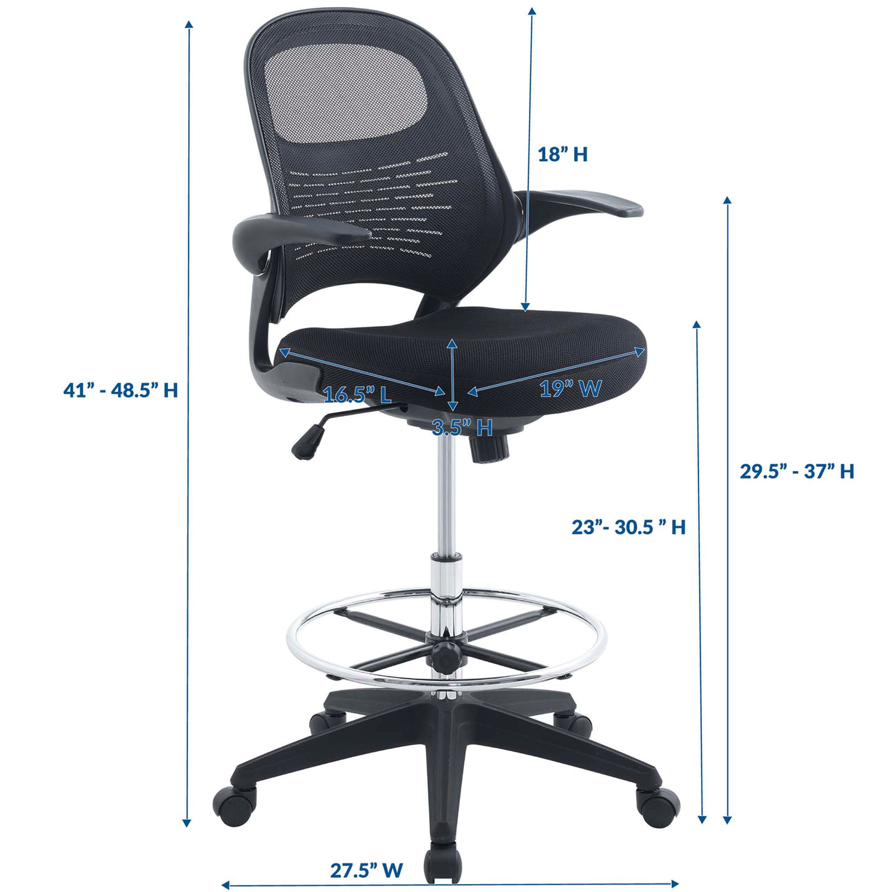Movira Drafting Chair, Black