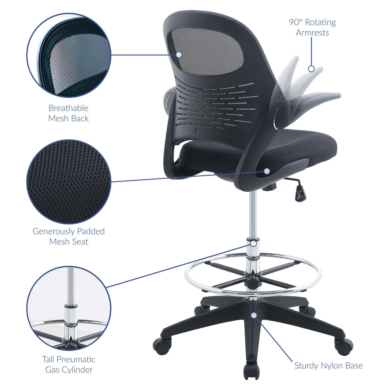 Movira Drafting Chair, Black