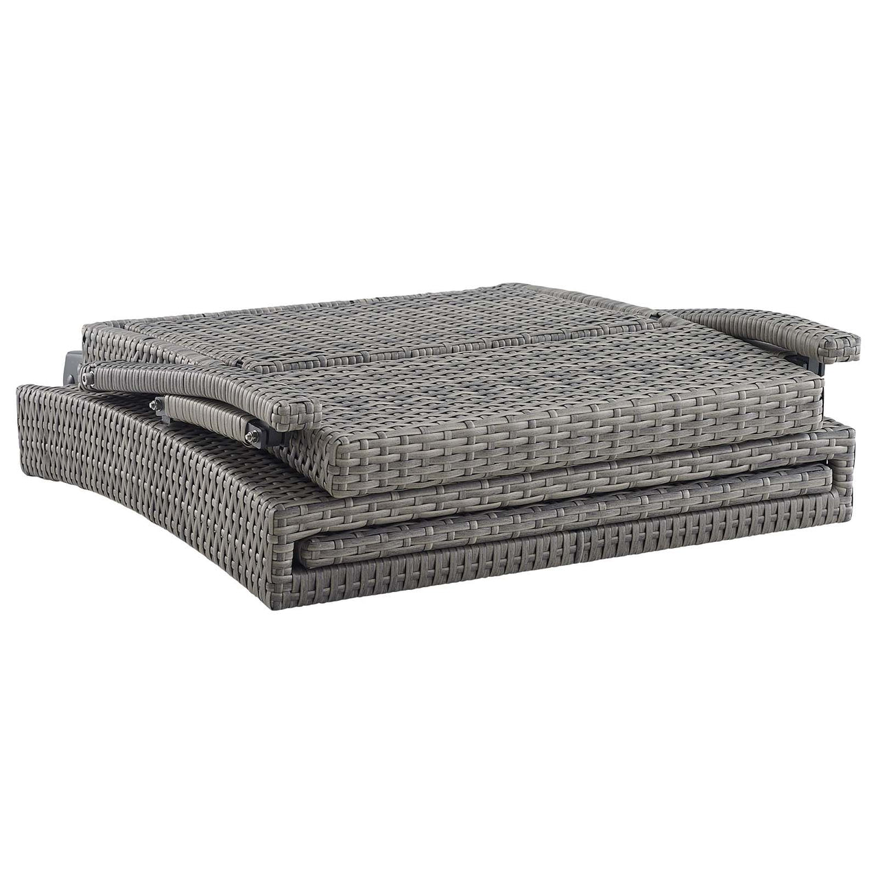 Envisage Outdoor Patio Wicker Rattan Chaise Lounge, Light Gray & Beige