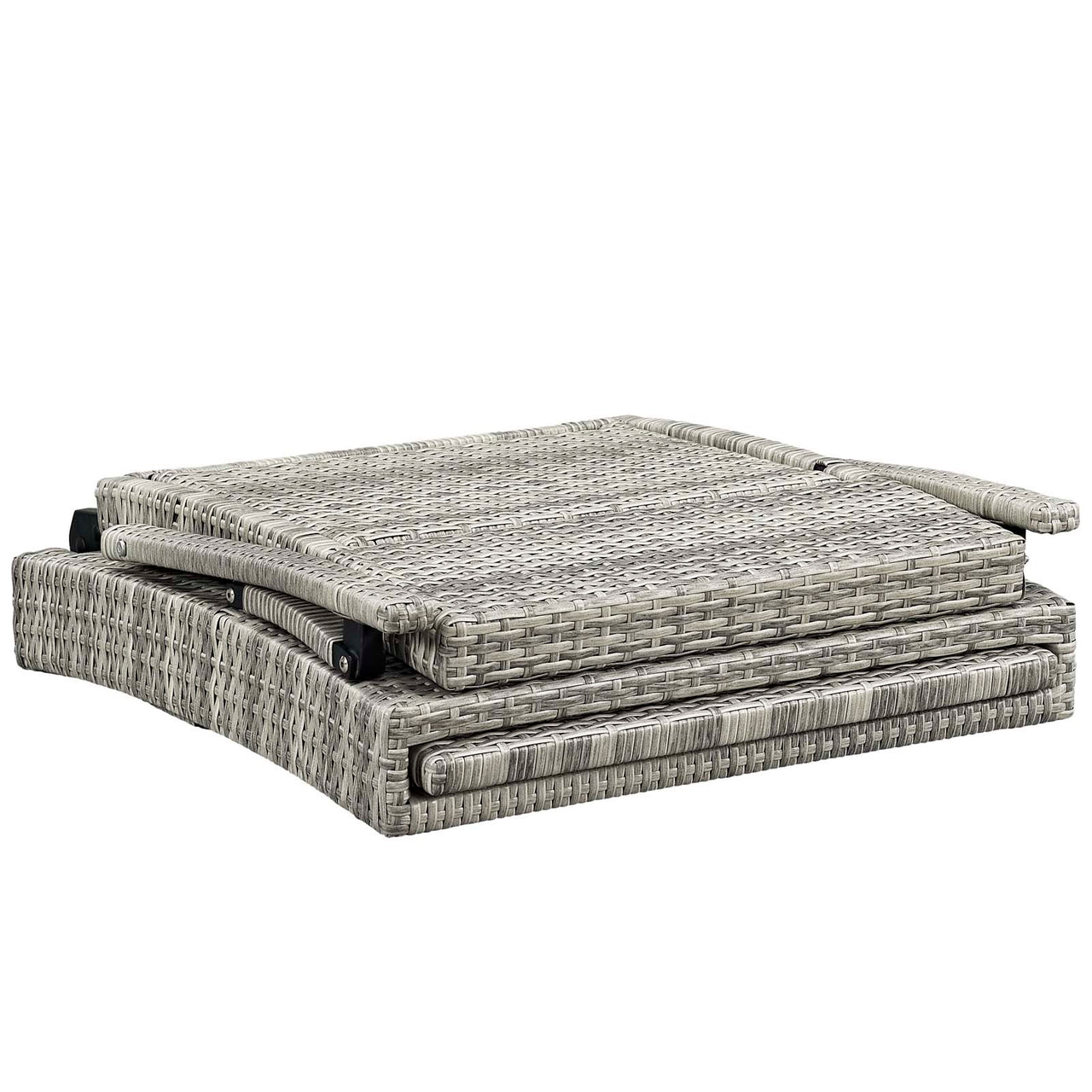 Envisage Outdoor Patio Wicker Rattan Chaise Lounge, Light Gray & Navy