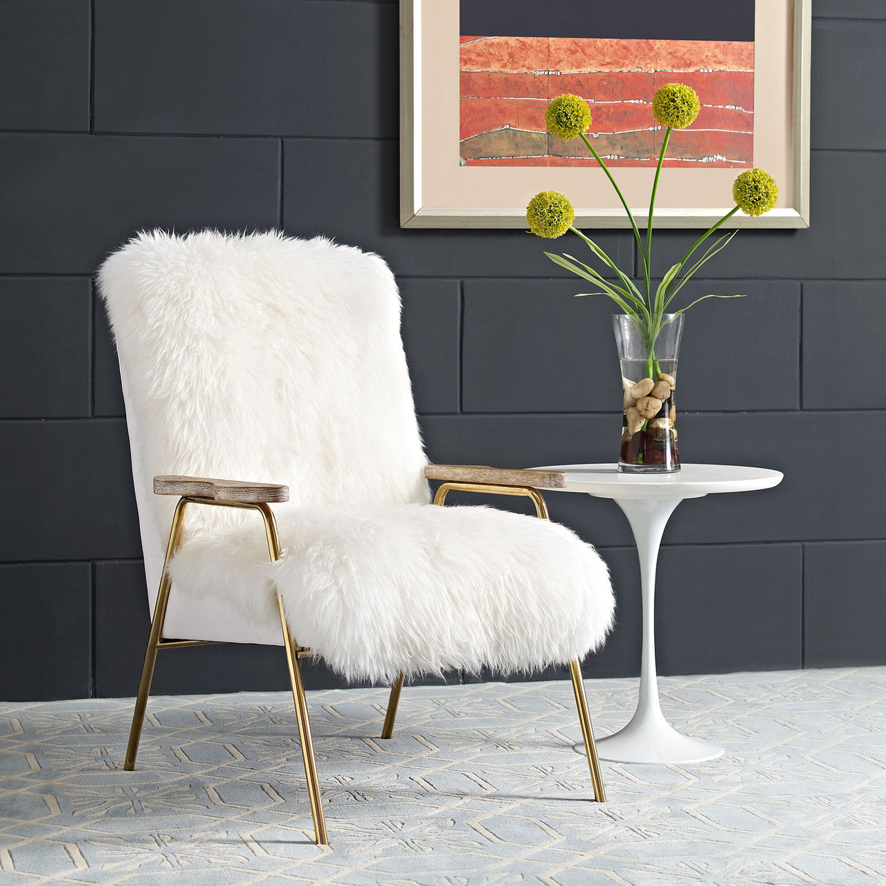 Sprint Sheepskin Armchair, Brown & White