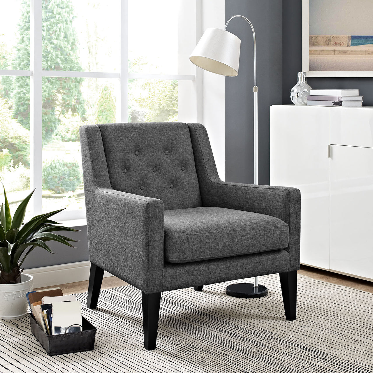 Maroux Fabric Armchair, Gray