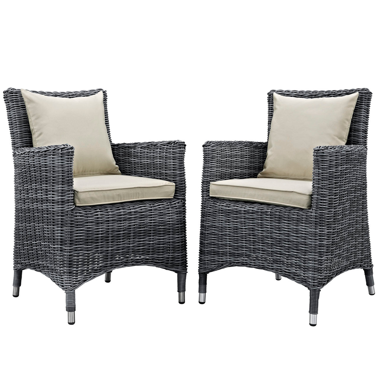 Summon 2 Piece Outdoor Patio Sunbrella® Dining Set, Antique Canvas Beige