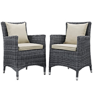 Summon 2 Piece Outdoor Patio Sunbrella® Dining Set, Antique Canvas Beige