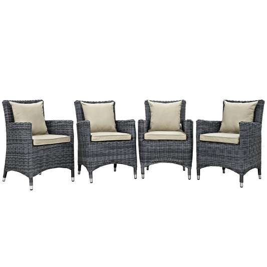 Invocation 4-Piece Alfresco Sunbrella® Dining Set, Antique Canvas Beige