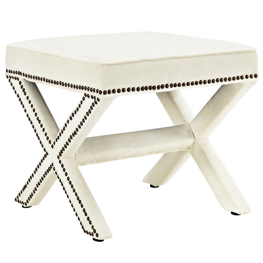 Teamwork Velvet Ottoman, Ivory