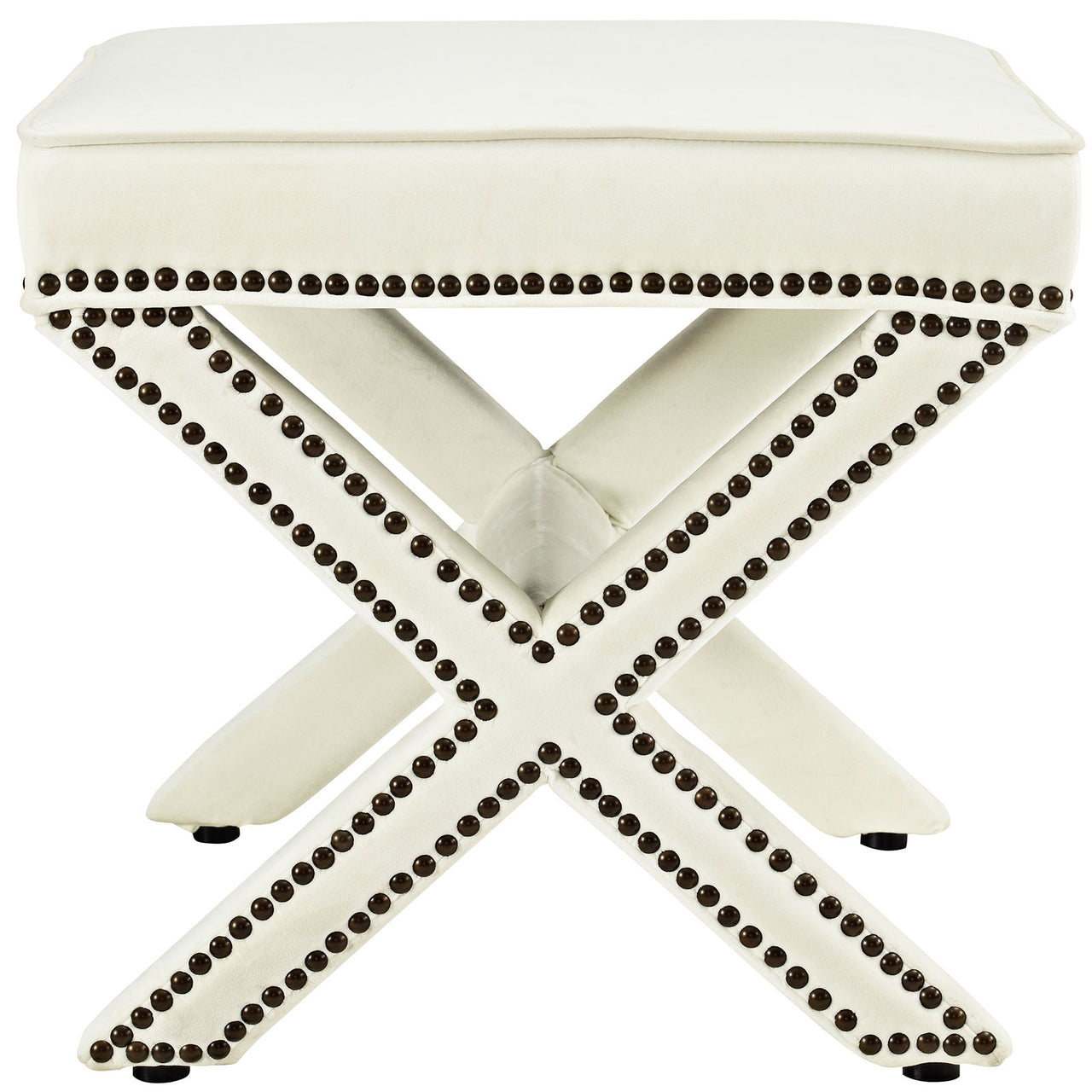 Teamwork Velvet Ottoman, Ivory