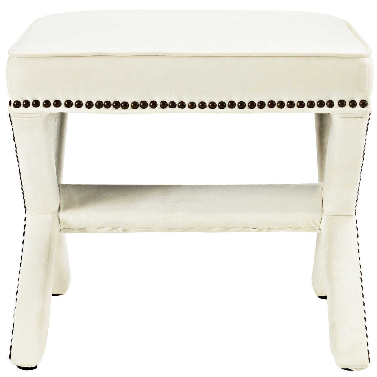 Teamwork Velvet Ottoman, Ivory
