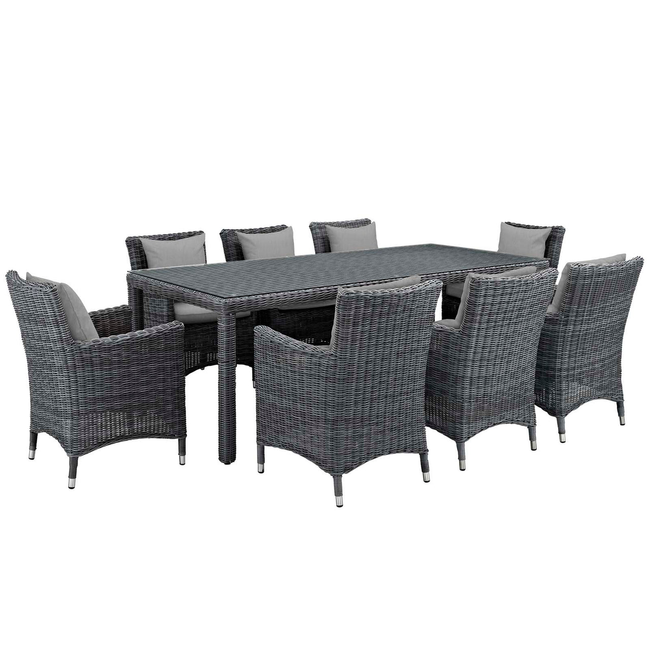 Invocation 9-Piece Alfresco Sunbrella® Dining Set, Canvas Gray