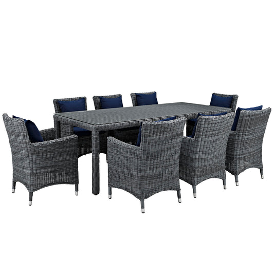 Invocation 9-Piece Alfresco Sunbrella® Dining Set, Canvas Navy