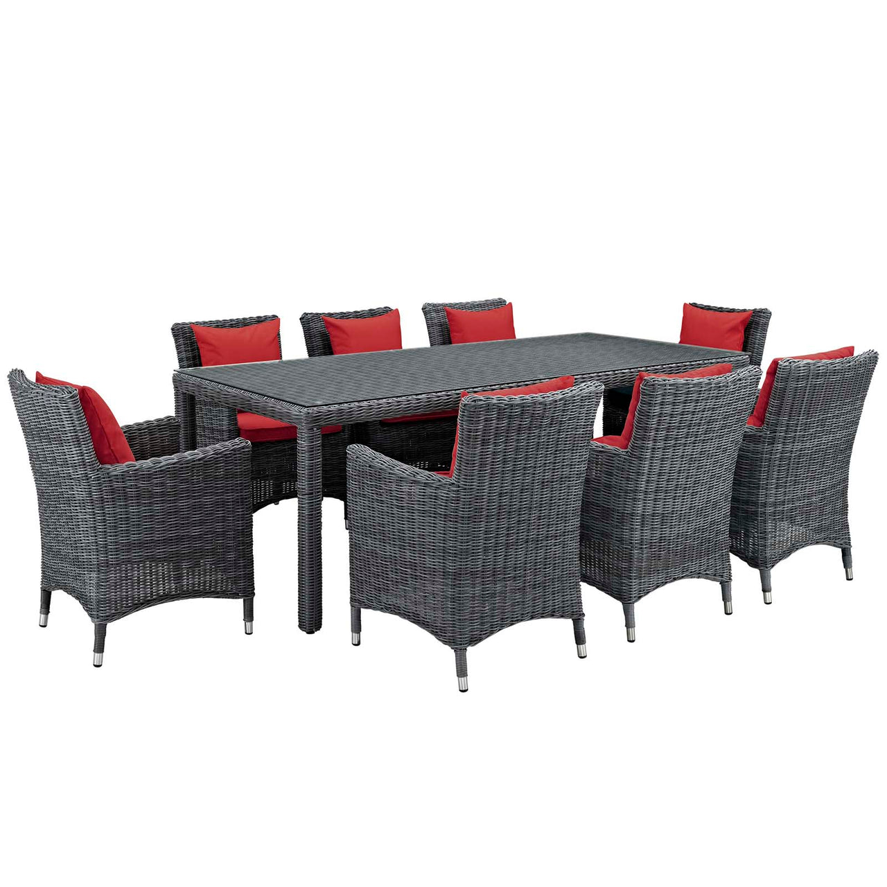 Invocation 9-Piece Alfresco Sunbrella® Dining Set, Canvas Red