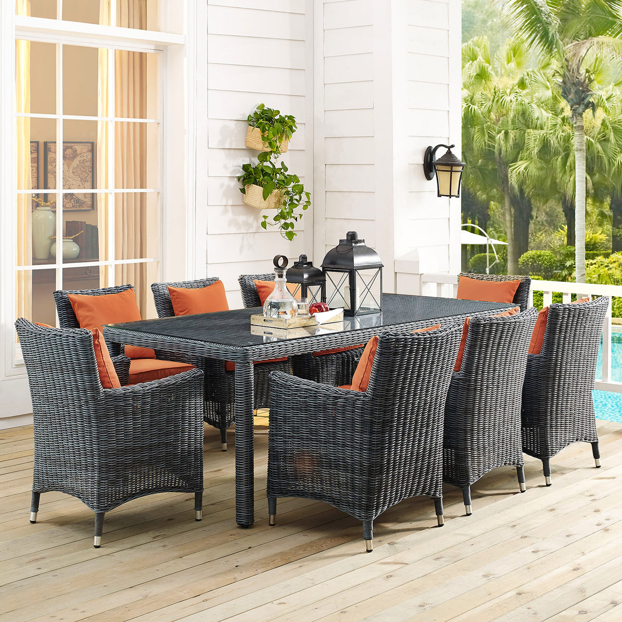 Invocation 9-Piece Alfresco Sunbrella® Dining Set, Canvas Tuscan