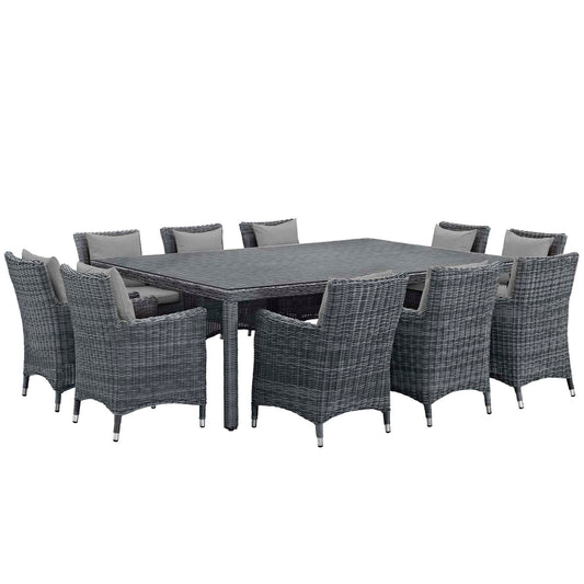 Invocation 11-Piece Alfresco Sunbrella® Dining Set, Canvas Gray