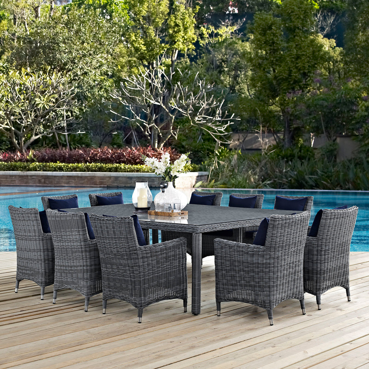 Invocation 11-Piece Alfresco Sunbrella® Dining Set, Canvas Navy