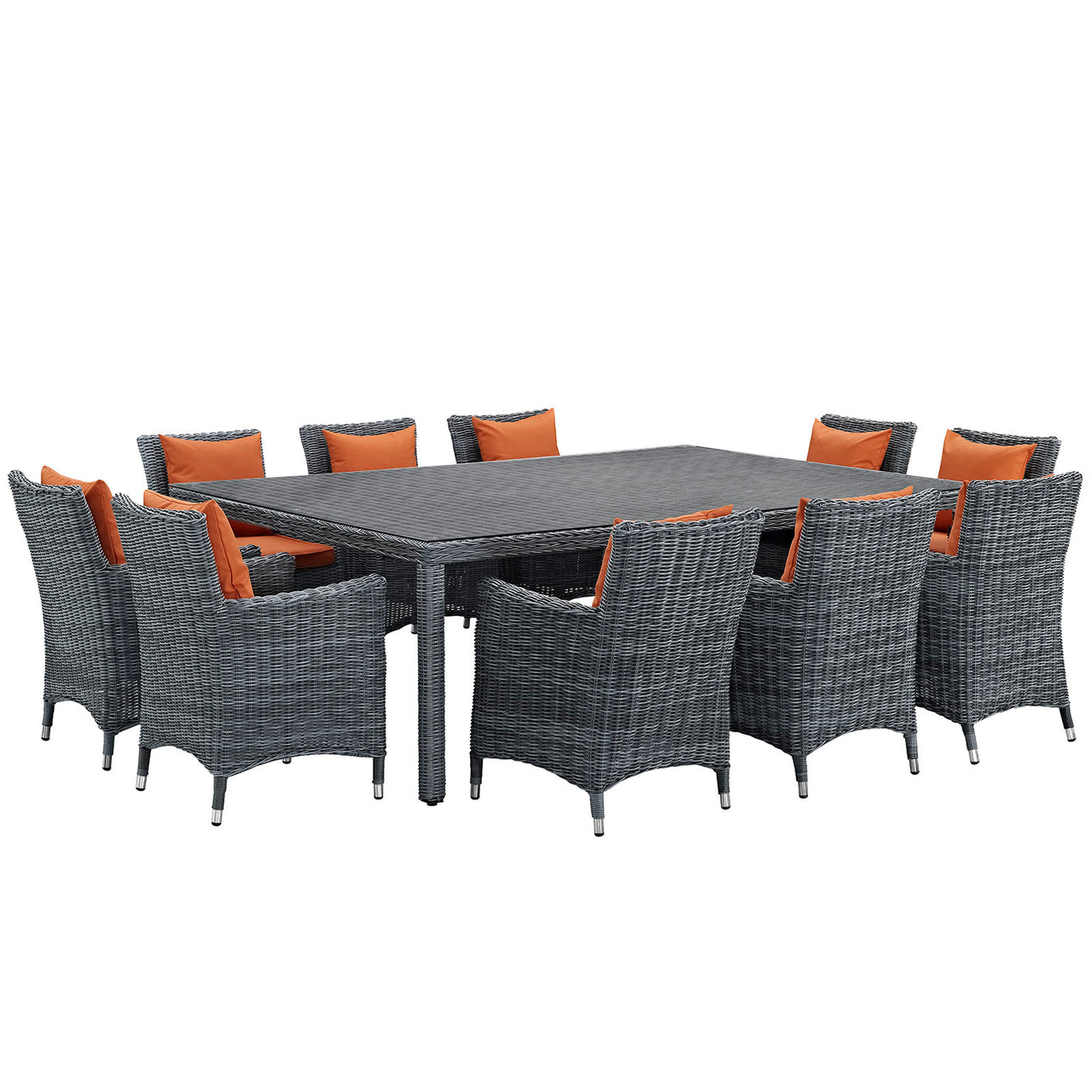 Summon 11 Piece Outdoor Patio Sunbrella® Dining Set, Canvas Tuscan