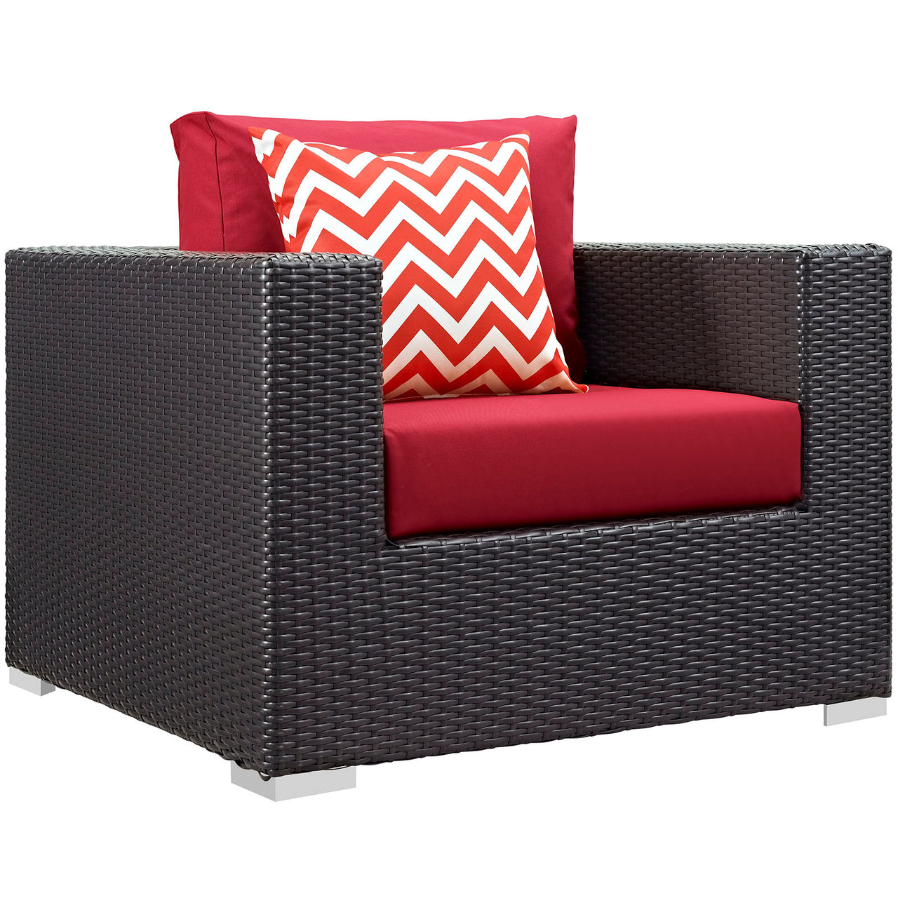 Convene 7 Piece Outdoor Patio Sectional Set, Espresso & Red