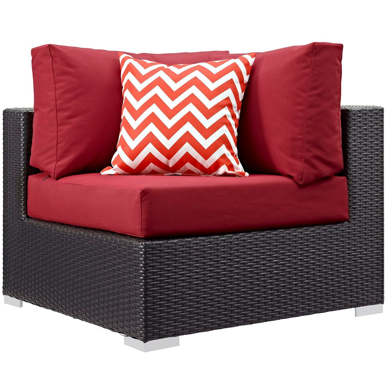 Convene 7 Piece Outdoor Patio Sectional Set, Espresso & Red