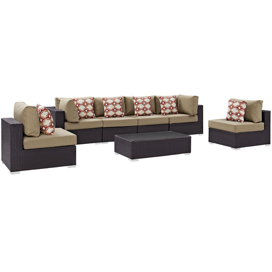 Conversation 7-Piece Alfresco Sectional Set, Espresso & Mocha