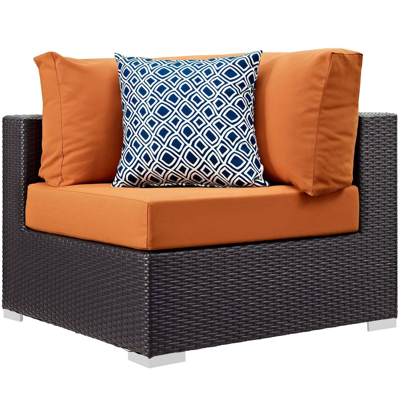 Convene 7 Piece Outdoor Patio Sectional Set, Espresso & Orange