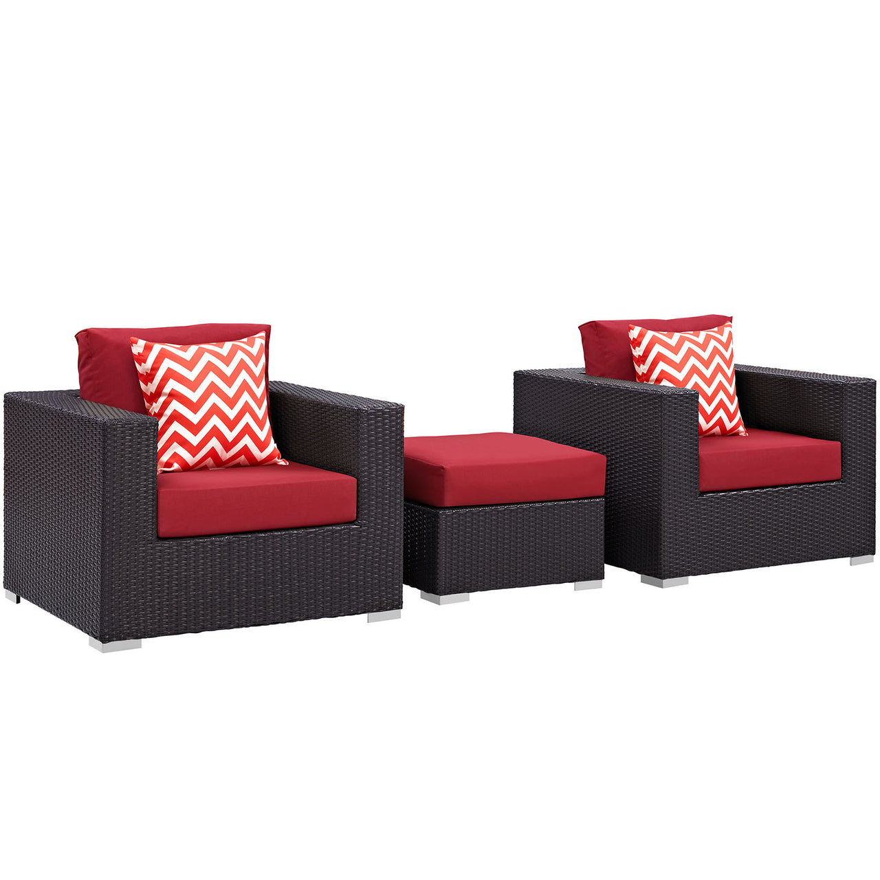 Conversation 3-Piece Alfresco Sofa Set, Espresso & Red