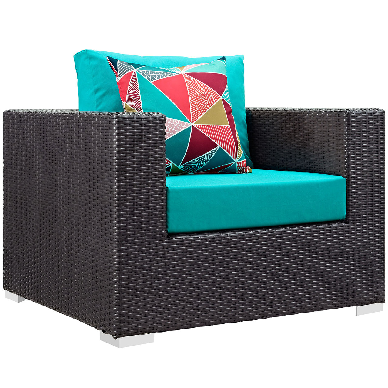 Conversation 3-Piece Alfresco Sofa Set, Espresso & Turquoise