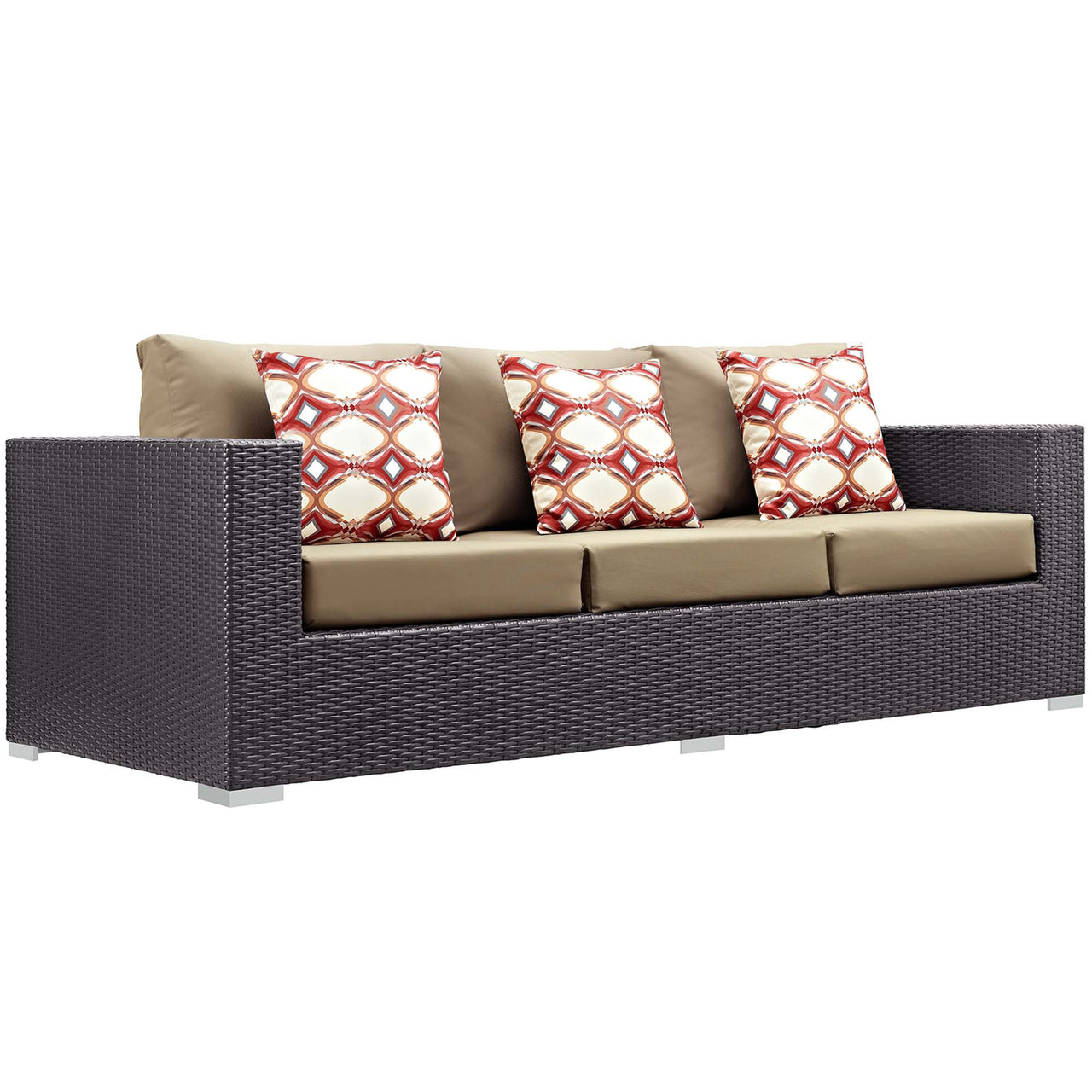 Convene 3 Piece Outdoor Patio Sectional, Espresso & Mocha