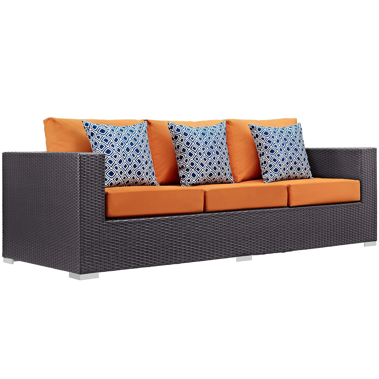 Conversation 3-Piece Alfresco Sectional, Espresso & Orange