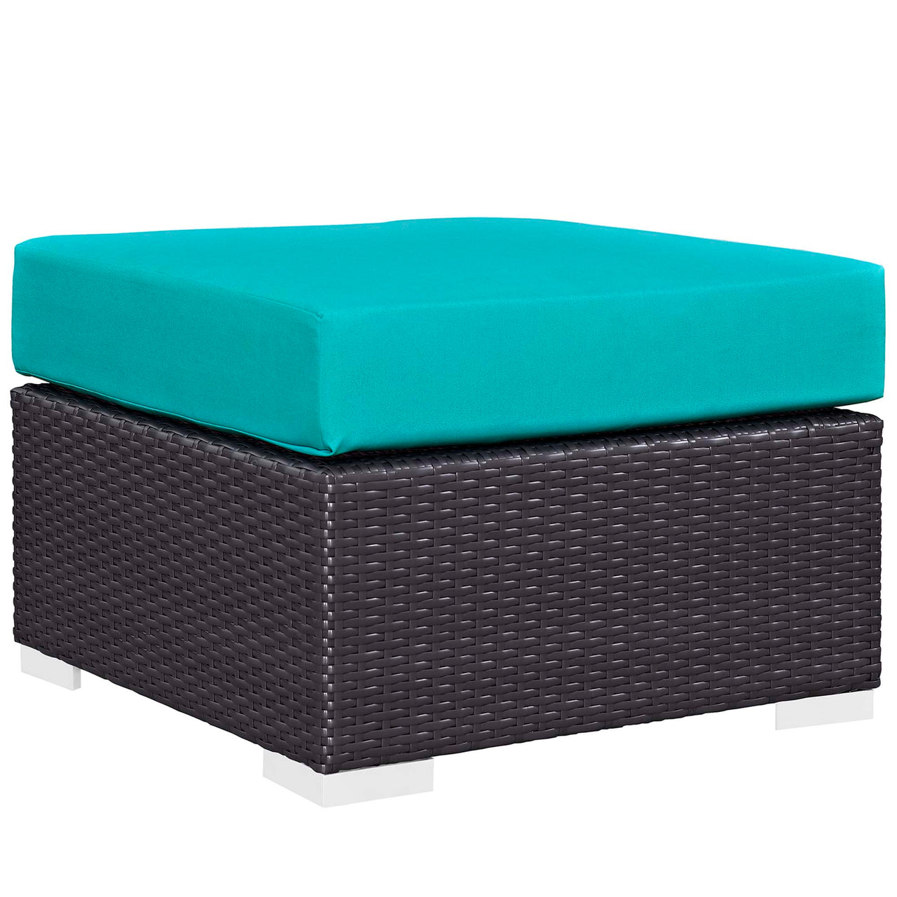 Convene 3 Piece Outdoor Patio Sectional, Espresso & Turquoise