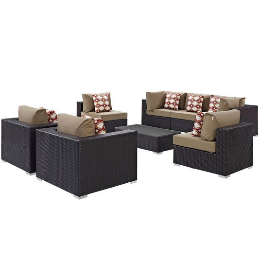 Conversation 8-Piece Alfresco Sectional Set, Espresso & Mocha