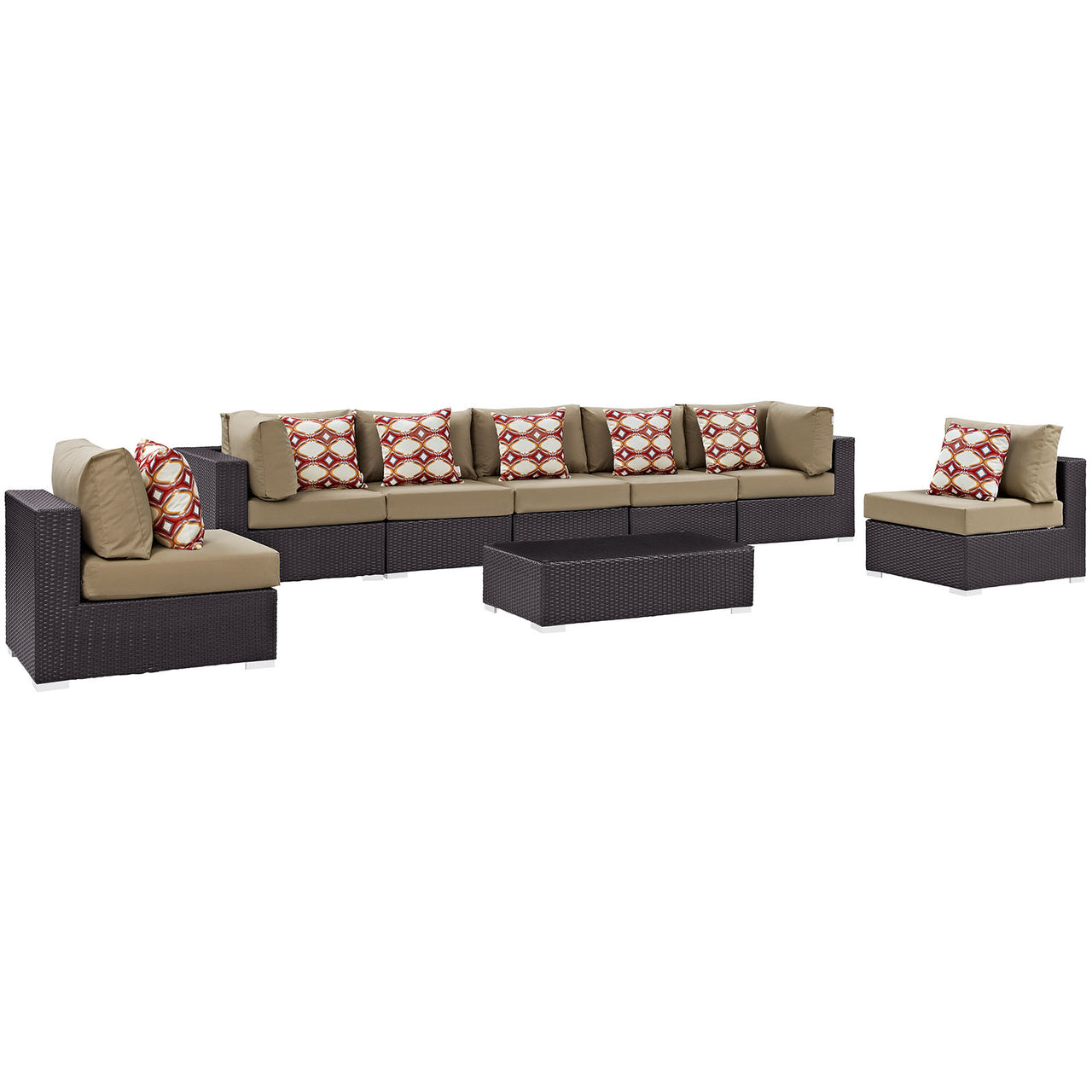 Conversation 8-Piece Alfresco Sectional Set, Espresso & Mocha