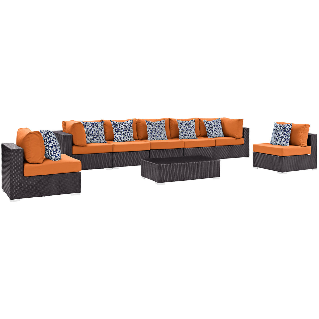 Conversation 8-Piece Alfresco Sectional Set, Espresso & Orange