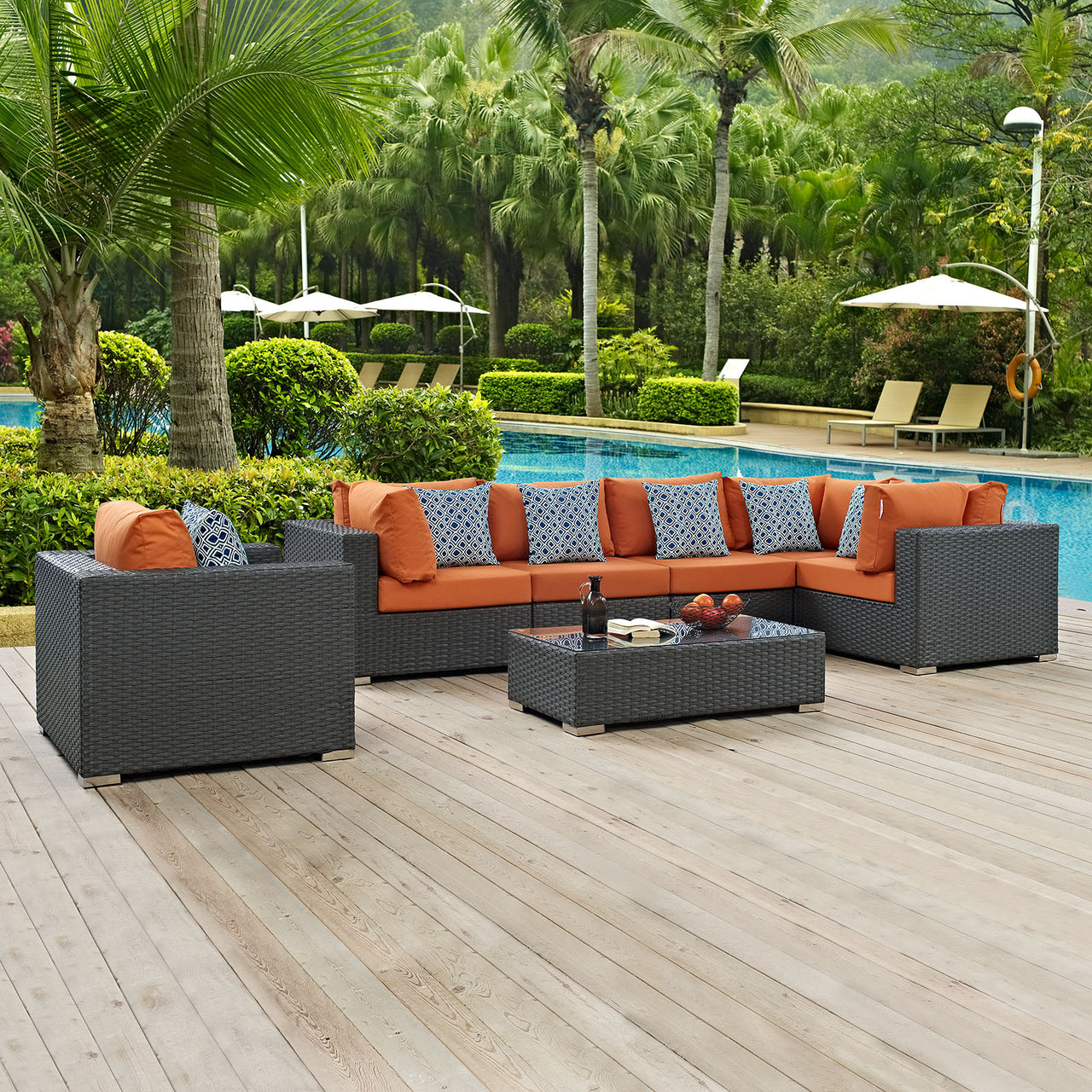 Soul Journey 7-Piece Alfresco Sunbrella® Sectional Set, Canvas Tuscan