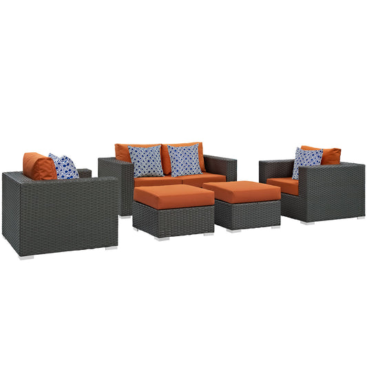 Soul Journey 5-Piece Alfresco Sunbrella® Sectional Set, Canvas Tuscan