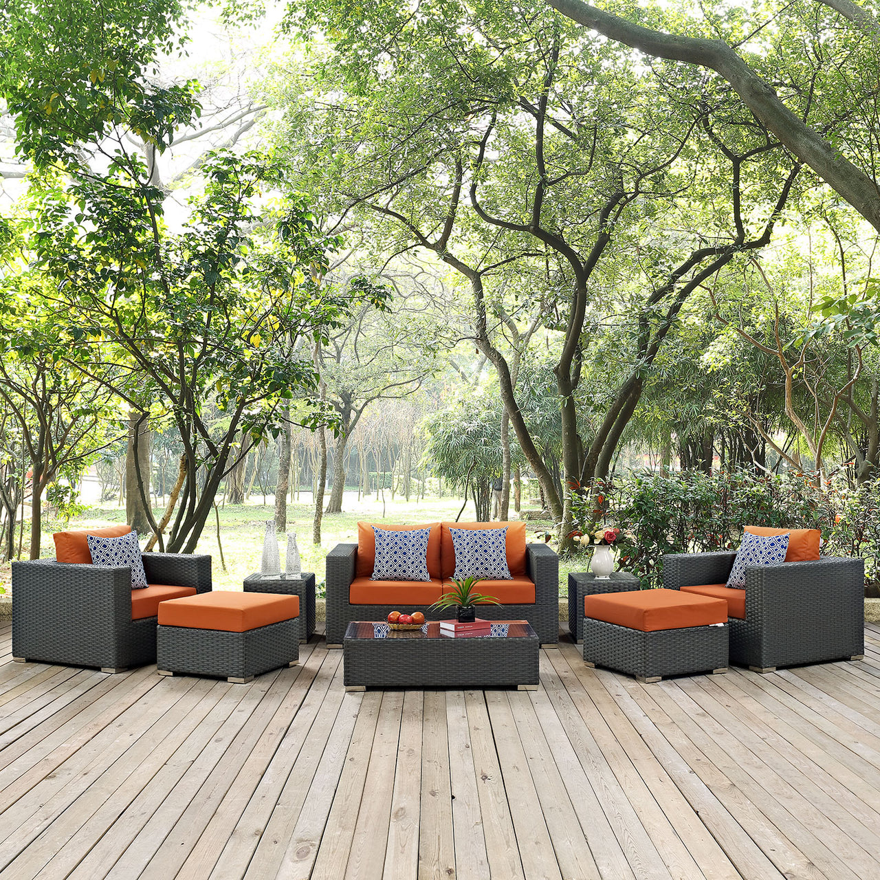 Soul Journey 8-Piece Alfresco Sunbrella® Sectional Set, Canvas Tuscan