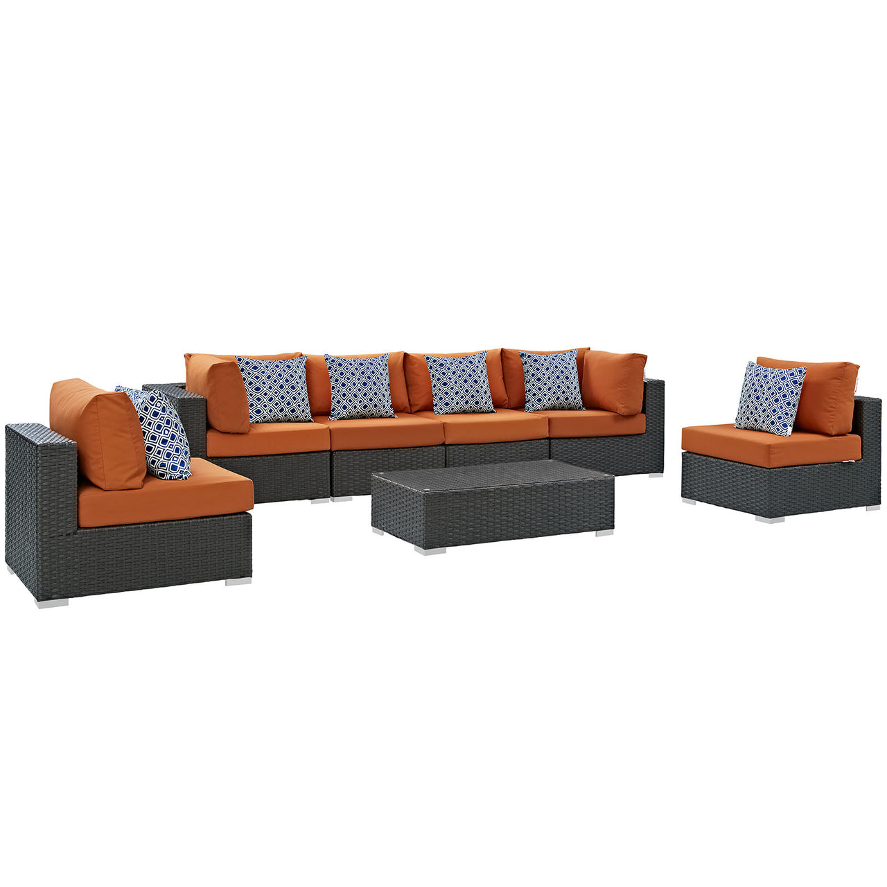 Sojourn 7 Piece Outdoor Patio Sunbrella® Sectional Set, Canvas Tuscan