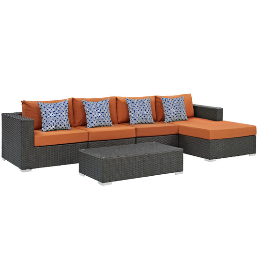 Soul Journey 5-Piece Alfresco Sunbrella® Sectional Set, Canvas Tuscan